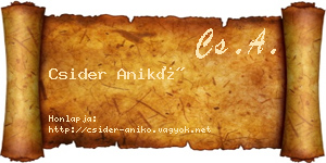 Csider Anikó névjegykártya